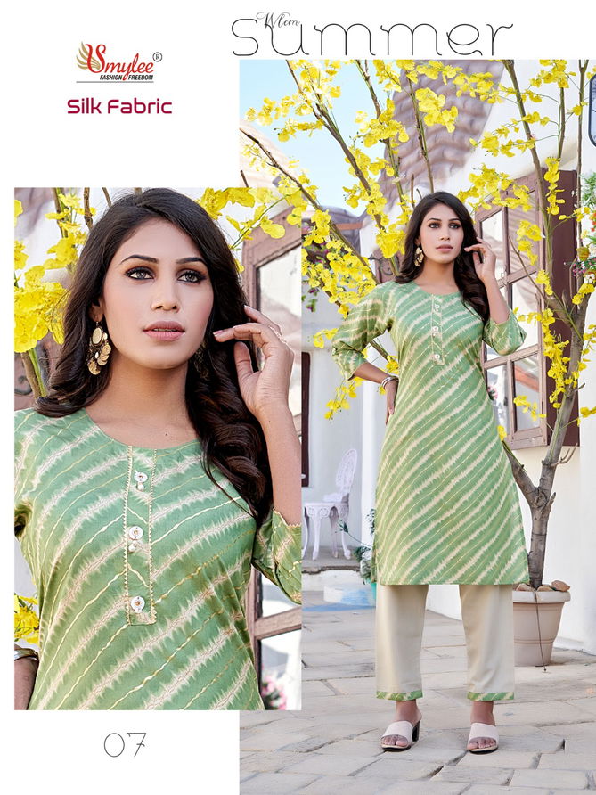 Smylee Silk Fabric Wholesale Printed Kurti With Bottom Catalog