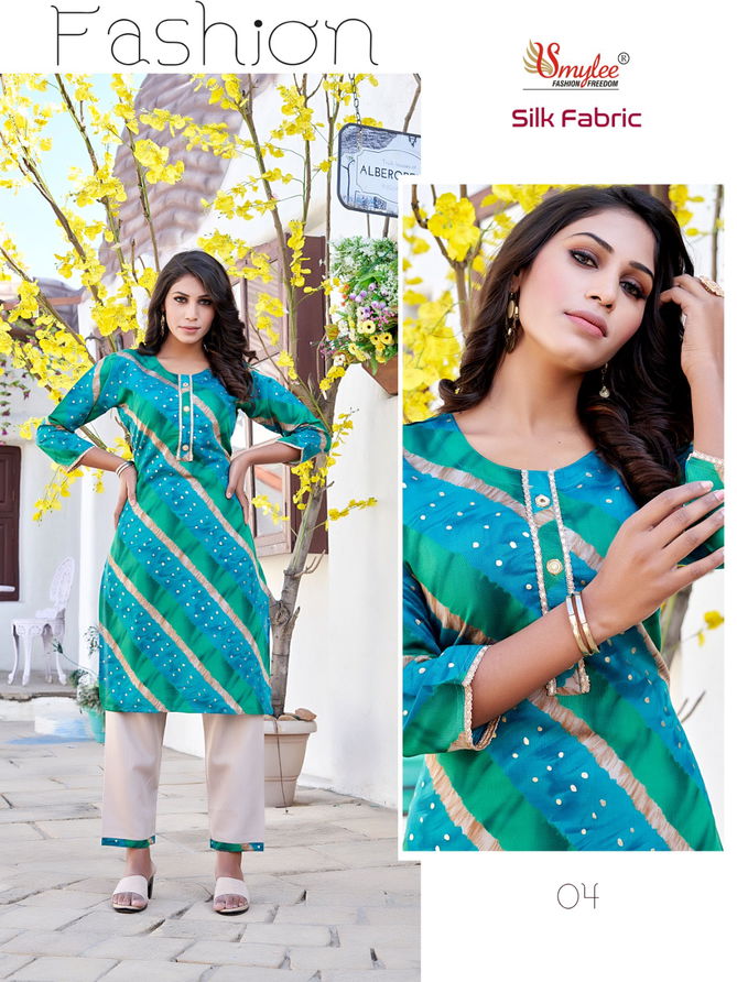 Smylee Silk Fabric Wholesale Printed Kurti With Bottom Catalog