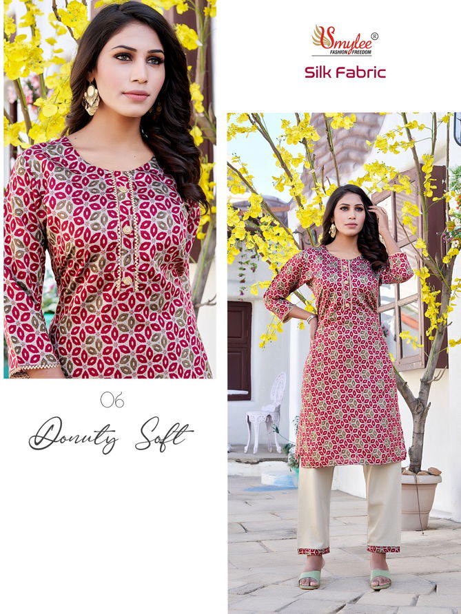 Smylee Silk Fabric Wholesale Printed Kurti With Bottom Catalog