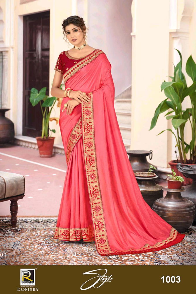 Ronisha Style Designer Art Silk Wholesale Designer Sarees Catalog