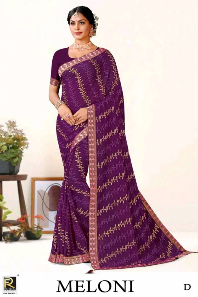 Ronisha Meloni Colors Wholesale Pure Silk Sarees Catalog