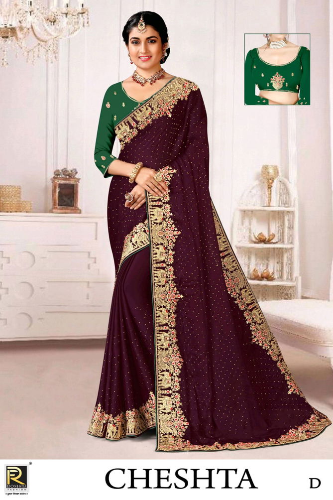 Ronisha Cheshta Embroidery Wholesale Designer Saree Catalog