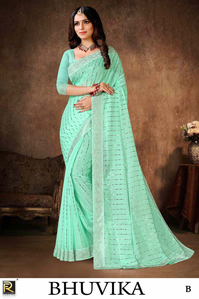 Ronisha Bhuvika Colors Wholesale Chiffon Sarees Catalog