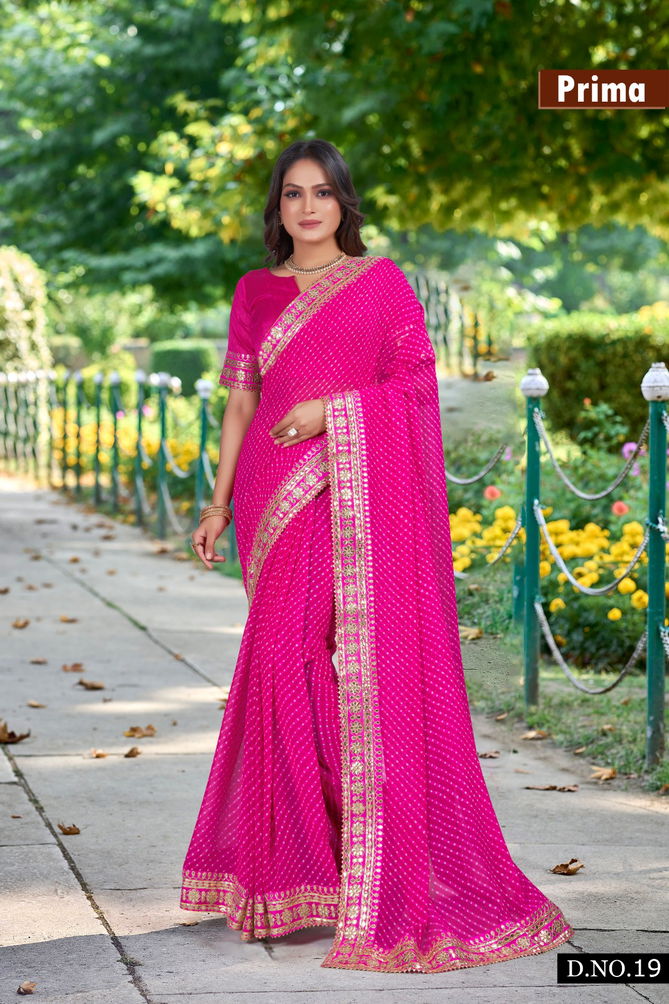 Prima Weightless Georgette Bandhani Sarees Wholesale Market In India