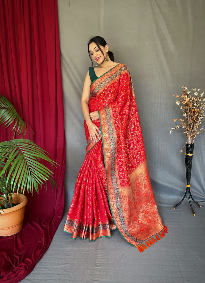 Bandhej Ptola 2 Colors Pure Silk Sarees Catalog