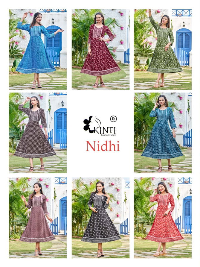 Nidhi By Kinti 1001-1008 Anarkali Kurtis Catalog