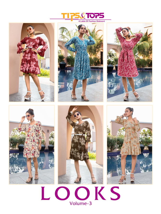 Looks Vol 3 By Tips And Tops Short Printed Kurtis Catalog