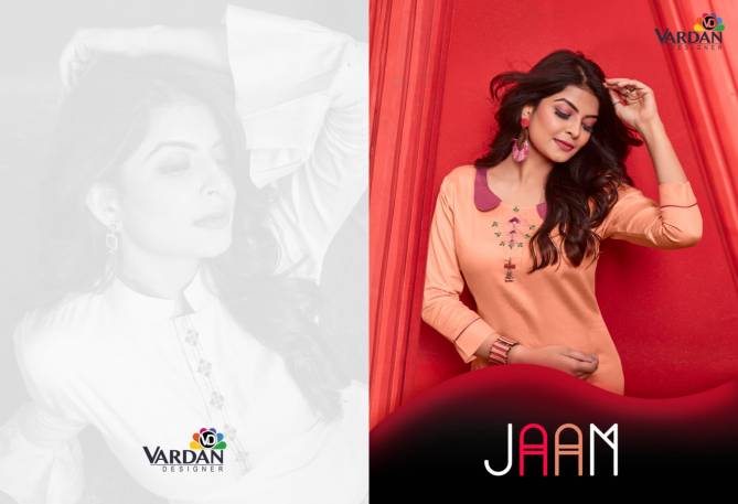 Jaam Vol 1 By Vardan Heavy Jaam Cotton With Embroidery Work Designer Kurti Catalog 