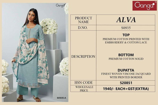 Alva S0935 By Ganga Cotton Salwar Suits Catalog 