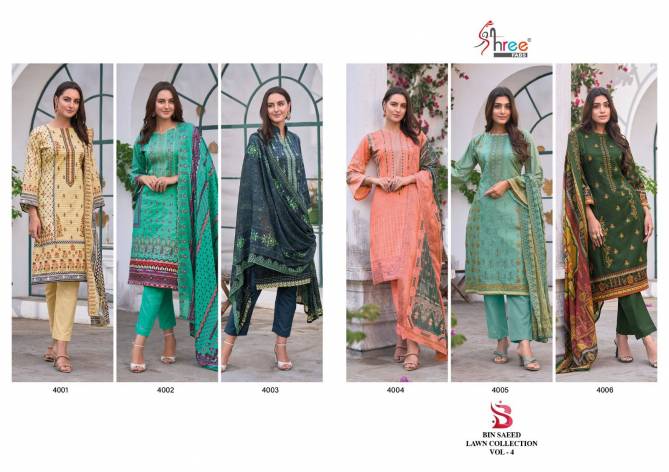 Bin Saeed Lawn Collection Vol 4 By Shree Cotton Salwar Suits Catalog