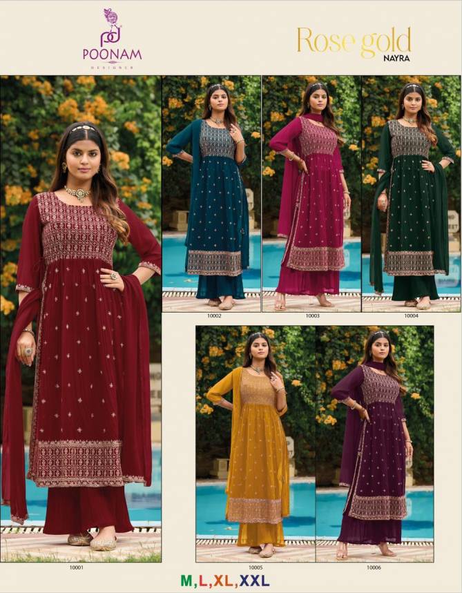 Rose Gold By Poonam 10001-10006 Nayra Cut Readymade Salwar Suits