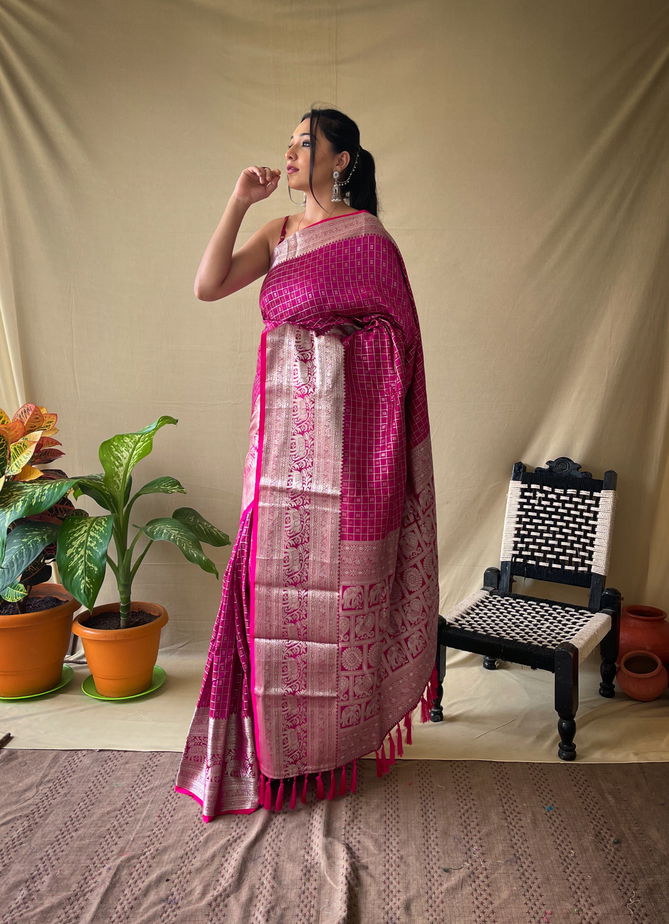 Khicha Checks Colors Designer Sarees Catalog