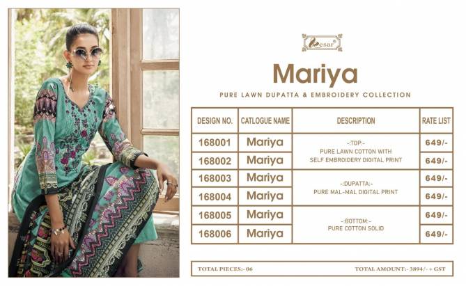 Mariya By Kesar 168001-168006 Cotton Dress Material Catalog