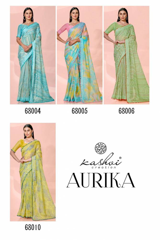 Aurika By Kashvi 68001-68010 Printed Sarees Catalog