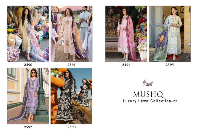 Mushq Luxury Lawn Collection 23 By Shree Pakistani Suits Catalog