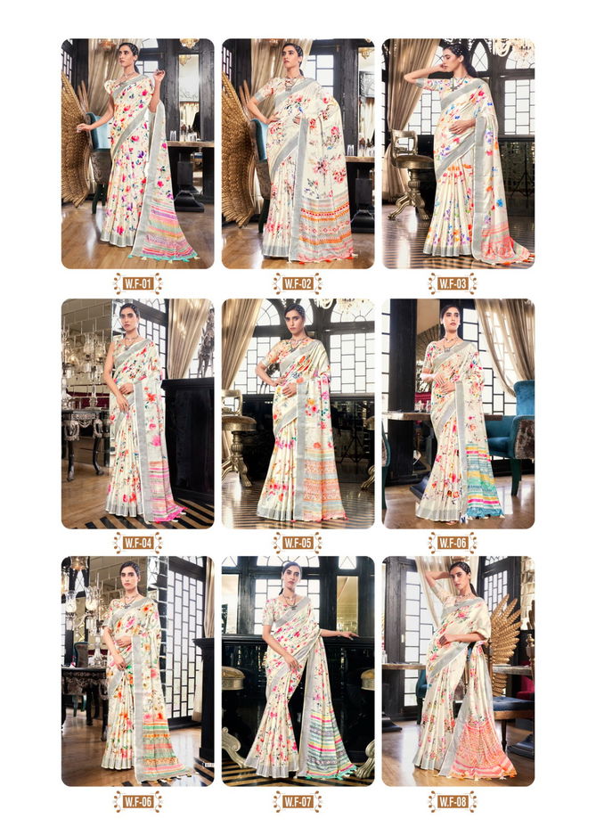 Shreyans White Fields Floral Party Wear Sarees Catalog