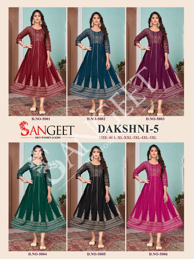 Sangeet Dakshni 5 Long Anarkali Kurtis Catalog