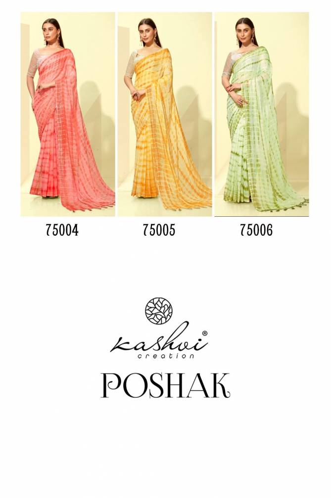 Poshak By Kashvi 75001-75008 Chiffon Sarees Catalog