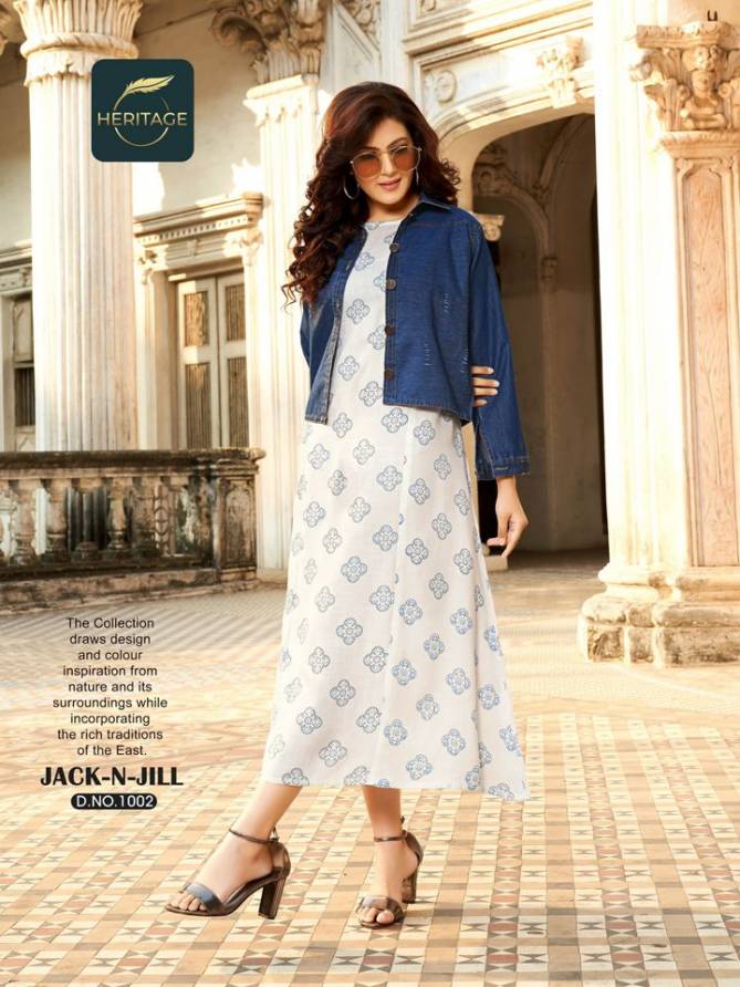 Heritage Jack N Jill Fancy Party Wear Rayon Printed Long Kurti Collection