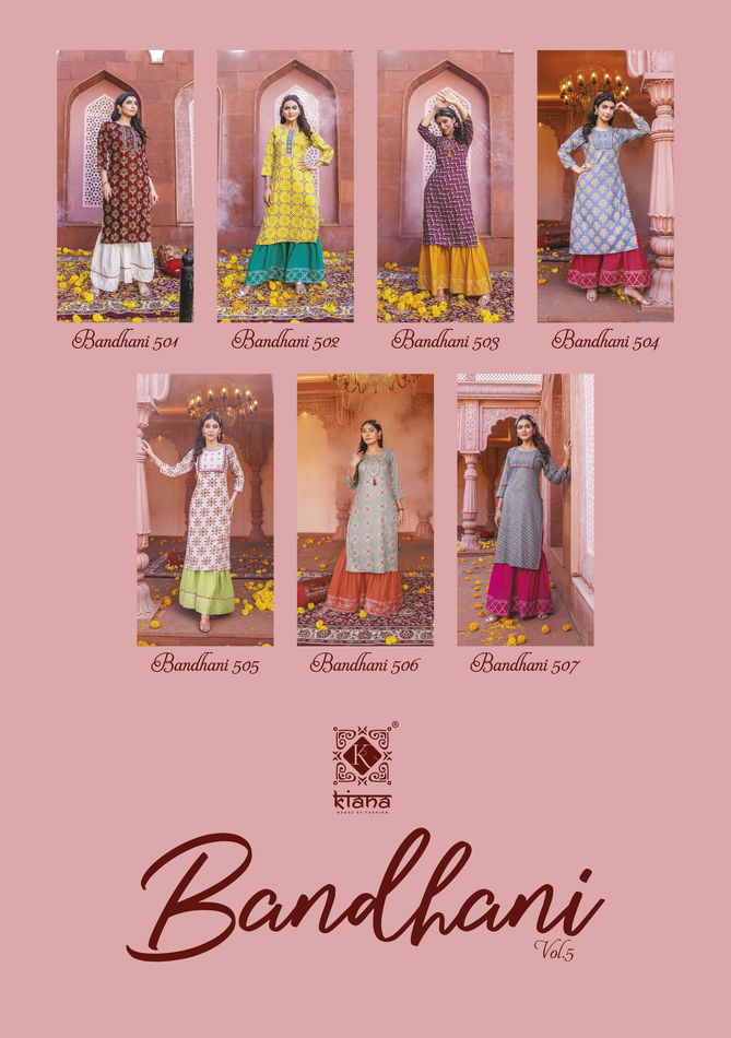 Bandhani Vol 5 By Kiana Kurti With Bottom Catalog