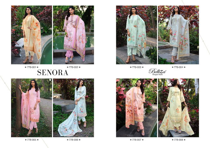 Senora By Belliza 001-008 Printed Cotton Dress Material Catalog