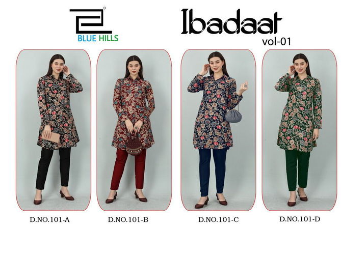 Ibadaat Vol 1 By Blue Hills Western Wear Top With Bottom Catalog