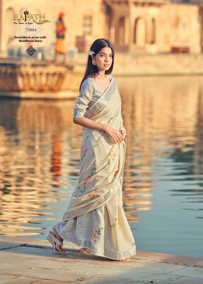 Ruby By Rajpath Linen Printed Sarees Catalog