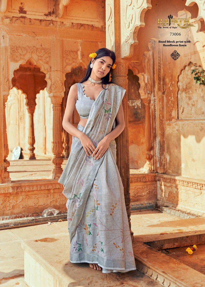 Ruby By Rajpath Linen Printed Sarees Catalog