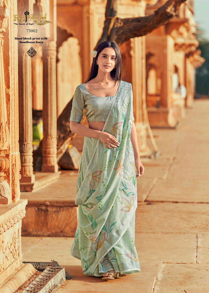 Ruby By Rajpath Linen Printed Sarees Catalog