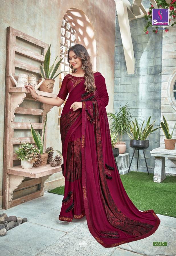 Shangrila Alisha Latest Fancy Designer Printed Ethnic Wear Swarovski Fancy Work Designer Saree Collection
