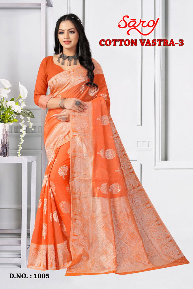 Cotton Vastra 3 By Saroj Party Wear Sarees Catalog