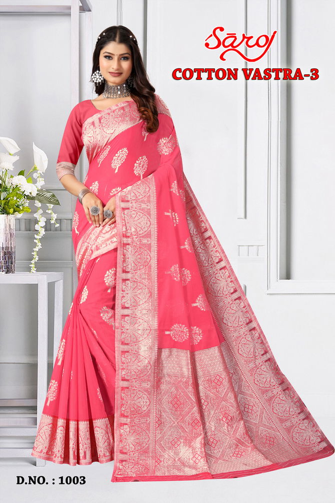 Cotton Vastra 3 By Saroj Party Wear Sarees Catalog