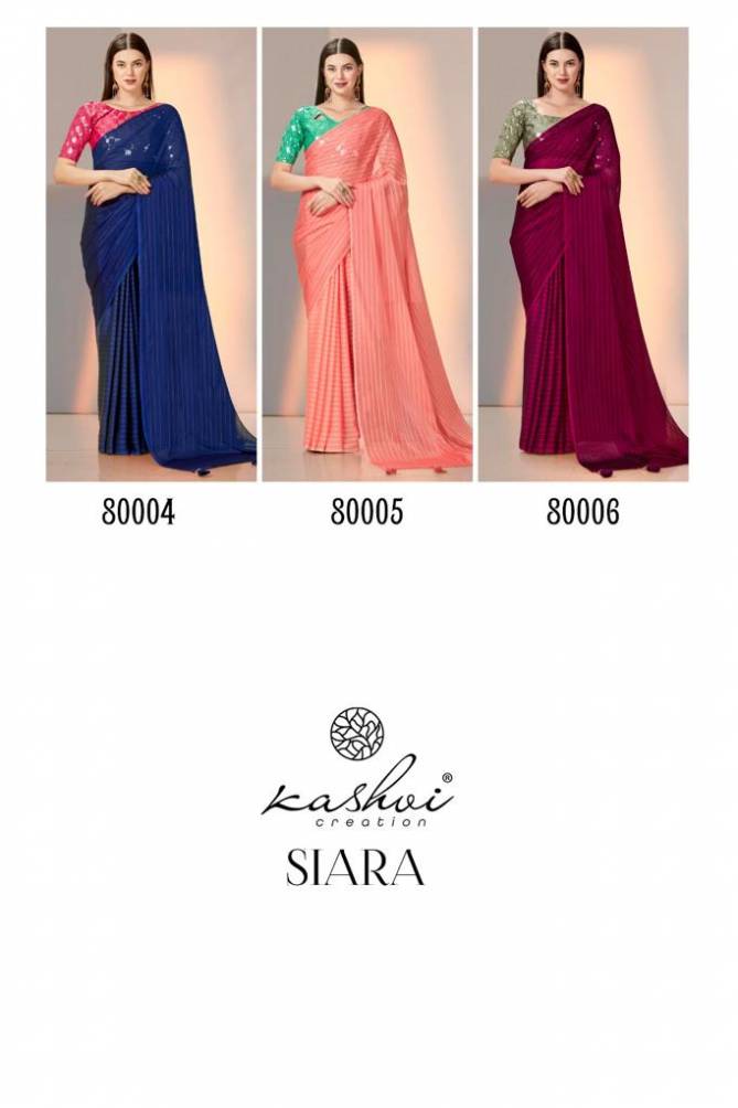 Siara 80001-80008 By Kashvi Plain Party Wear Sarees Catalog