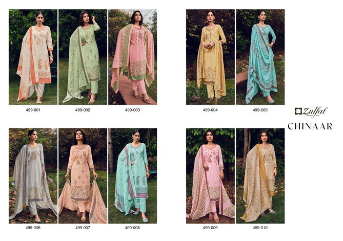 Chinaar By Zulfat 001-010 Cotton Printed Dress Material Catalog