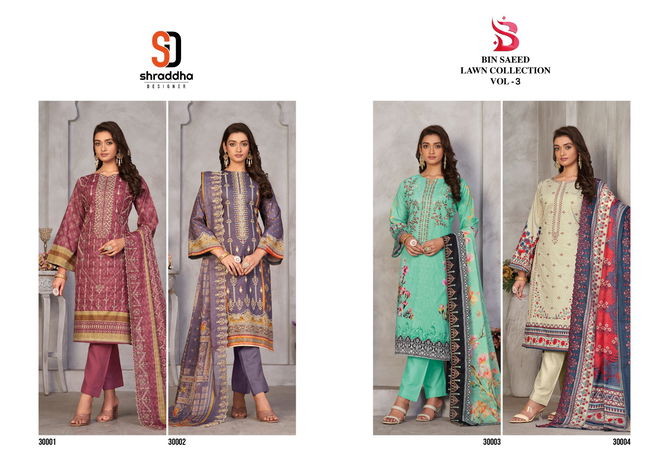 Bin Saeed Lawn Collection Vol 3 By Shraddha Printed Suits Catalog