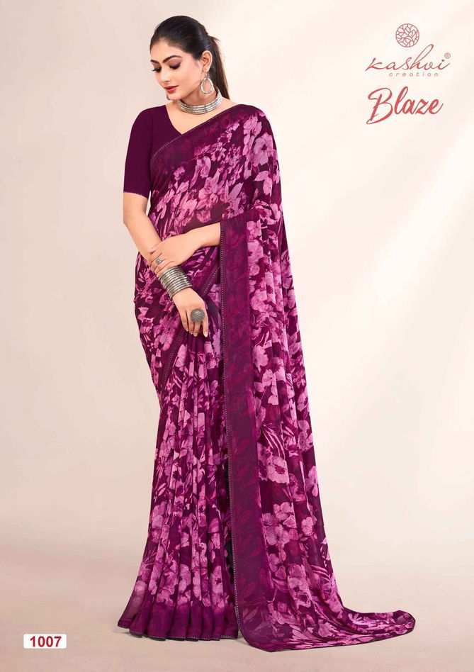 Blaze By Kashvi Swarovski Lace Pure Georgette Printed Sarees Wholesale Price In Surat