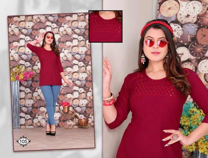 Katty Fancy Wear Casual Wear Rayon Ladies Top Collection
