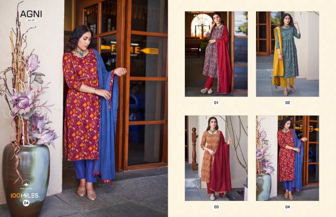 Agni By 100 Miles 01-04 Readymade Printed Suits Catalog