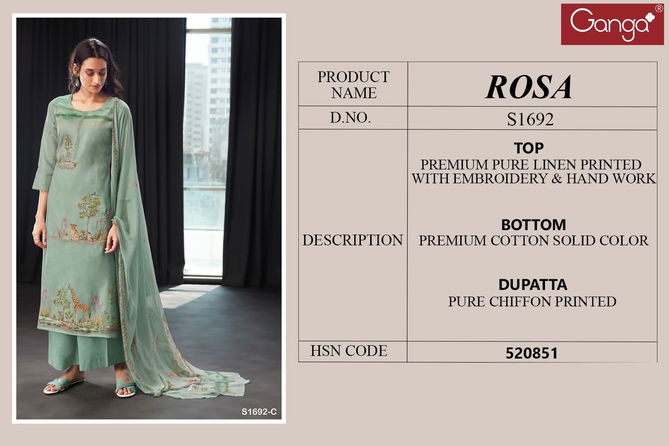 Rosa S1692 By Ganga Designer Salwar Suit Catalog