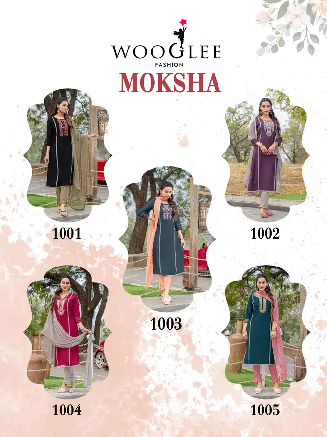 Moksha By Wooglee Viscose Silk Kurti With Bottom Dupatta Exporters In India