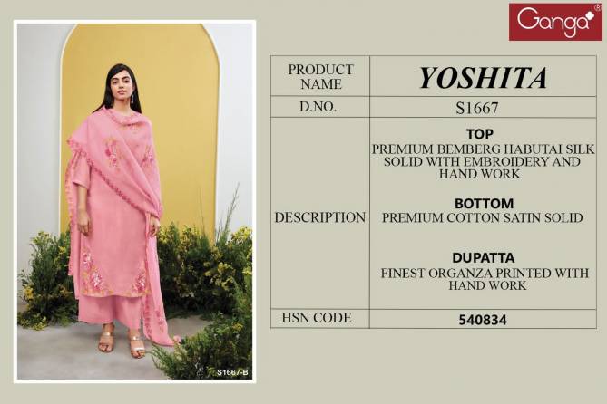 Yoshita S1667 By Ganga Designer Salwar Suit Catalog