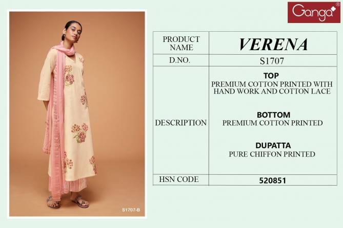 Verena S1707 By Ganga Cotton Salwar Suit Catalog