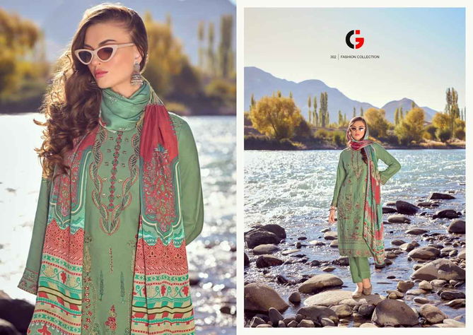 Rezam By Gull Jee Embroidery Pashmina Dress Material Suppliers In India