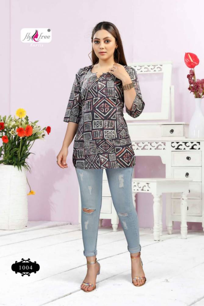Fly Free Clock 1 Fancy Latest Designer Cambric Cotton Casual Wear Top Collection
