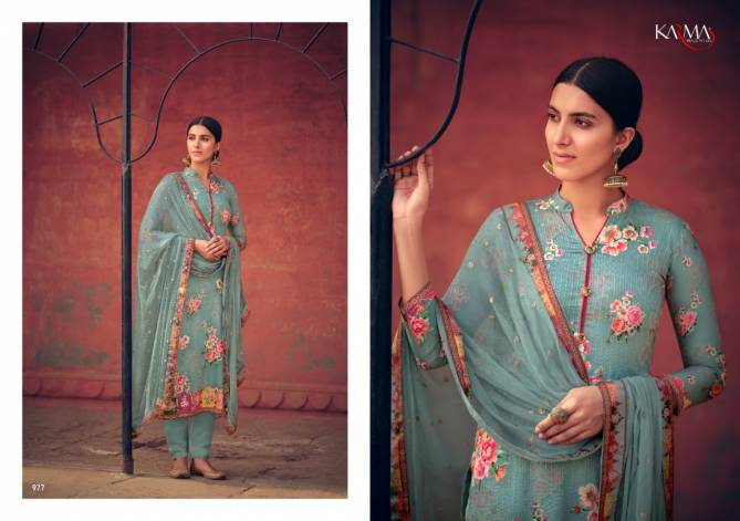 Karma Lamhaa 972 Series Festive Wear Pure Cotton Embraided digital Print Top With Dupatta With Four Side Print Border Salwar Suit Collection
