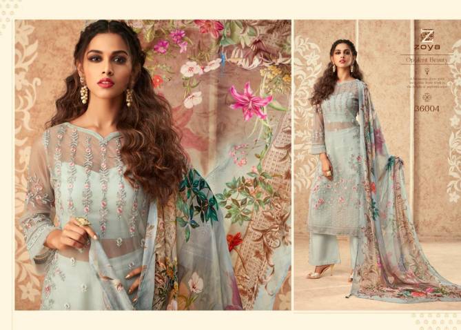 Zoya Latest Collection Of Designer Party Wear Wedding Wear Butterfly  Net Embroidered Salwar Suit With Chiffon Printed Dupatta