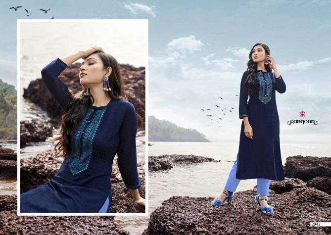 Rangoon Latest Fancy Designer Ethnic Wear Lining Silk With Work Long Kurti Collection