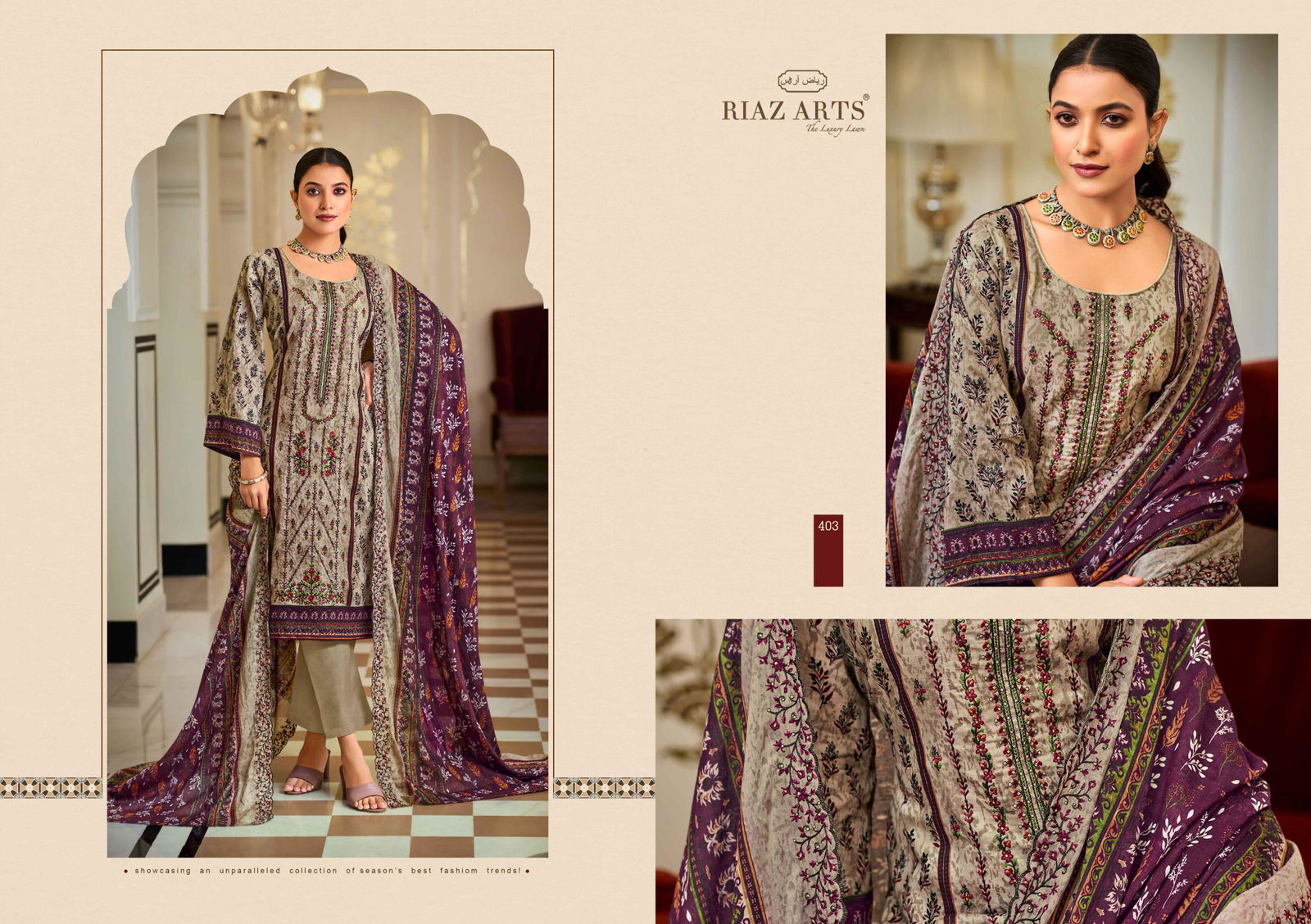 Bin Saeed Vol 4 By Riaz Arts Lawn Digital Printed Dress Material Wholesale Price