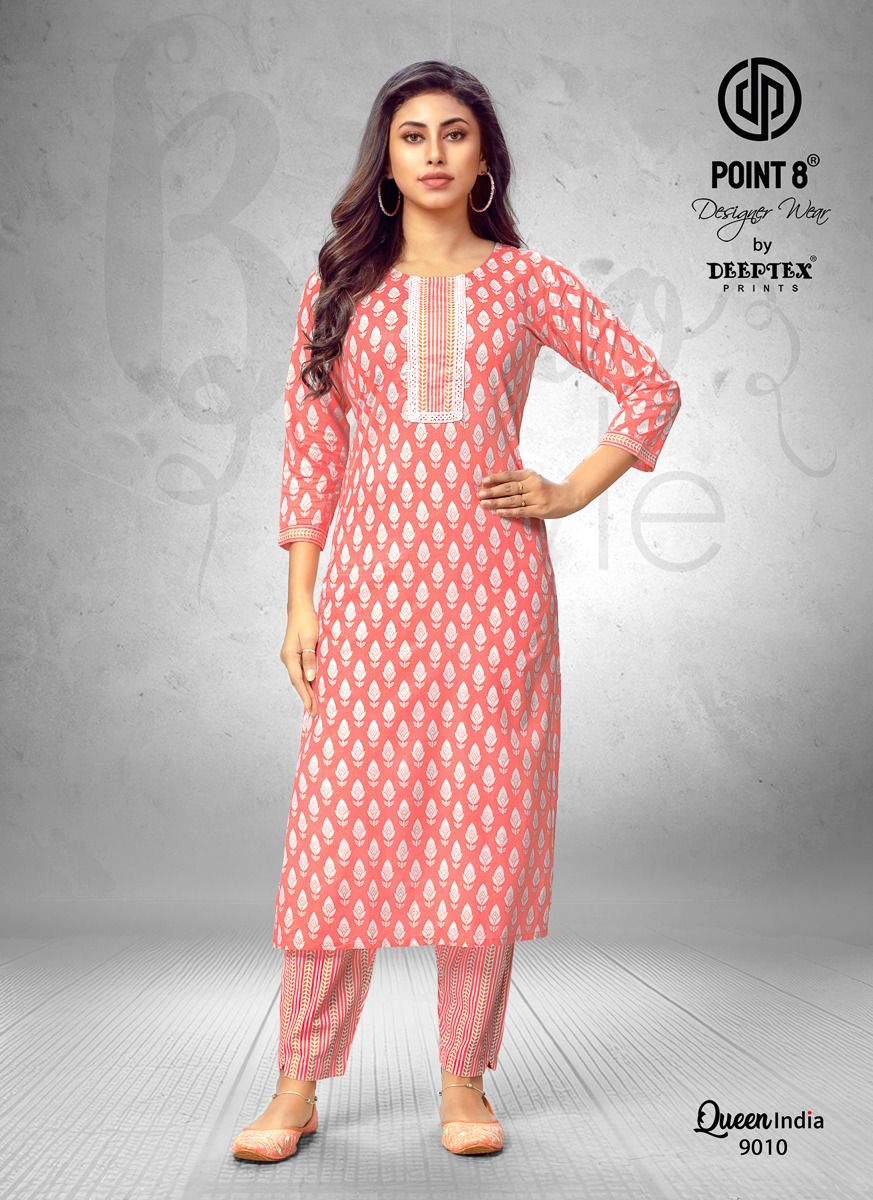 Queen India Vol 9 By Deeptex Cotton Printed Kurti With Bottom Exporters In India