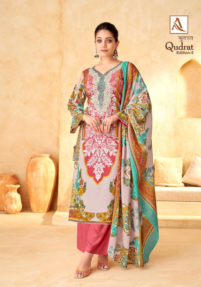 Qudrat 5 By Alok Suit Pakistani Printed Cambric Cotton Wholesale Dress Material In Surat 